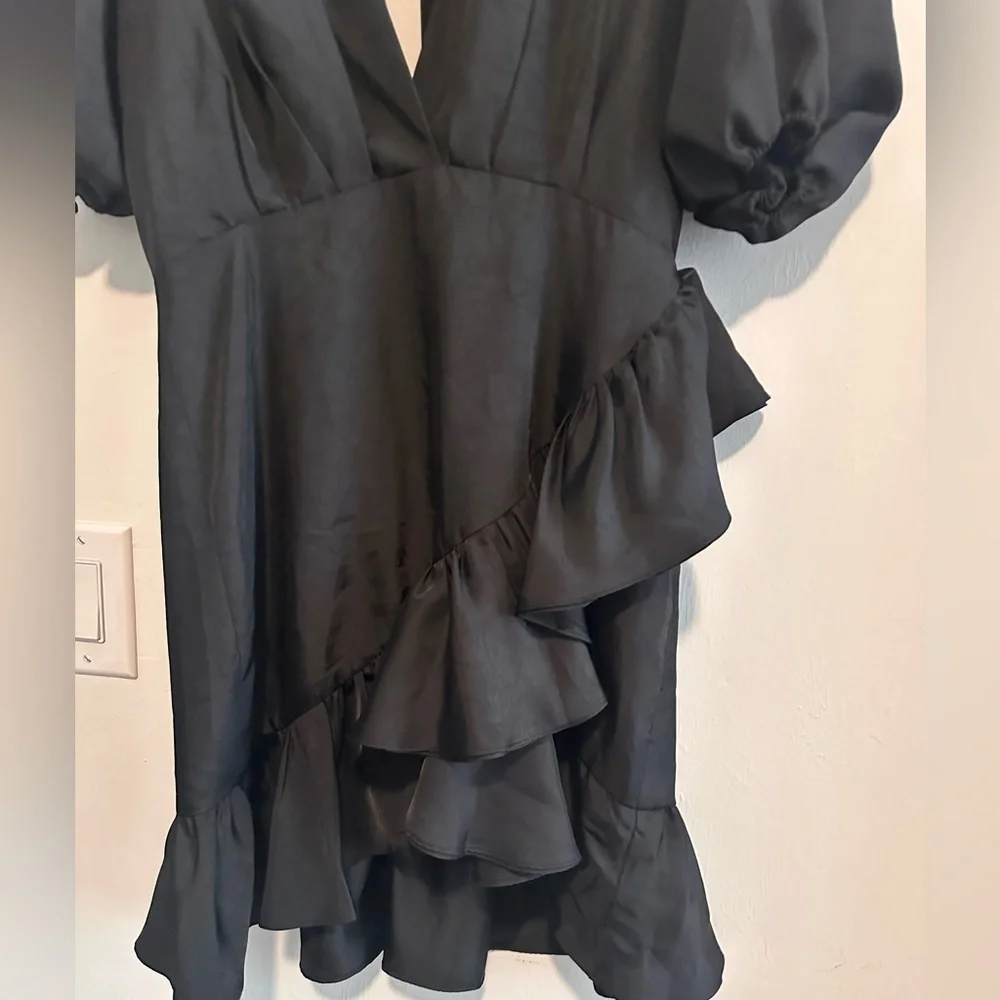 Ronny Kobo Mindy Puff Sleeve Mini Dress in Black